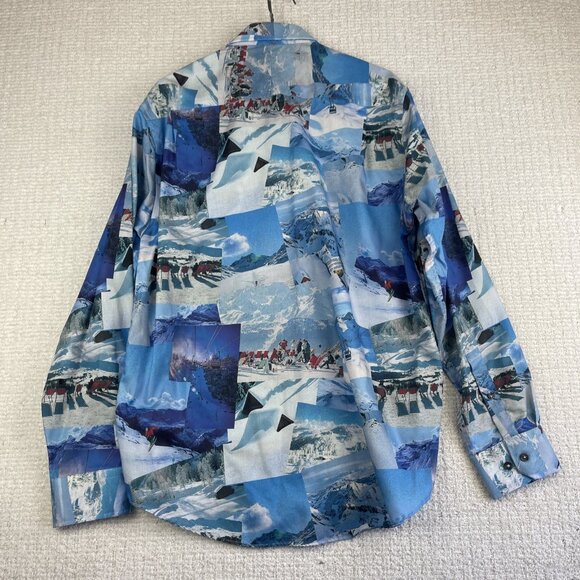 Y2K VTG Le 31 All Over Print Snow Mountain Ski Resort Retro Shirt Mens L Blue - Picture 13 of 16